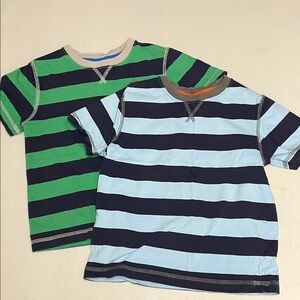 2 Hanna Anderson Striped Short-Sleeve Tee for Kids - navy/Blue & navy/Green